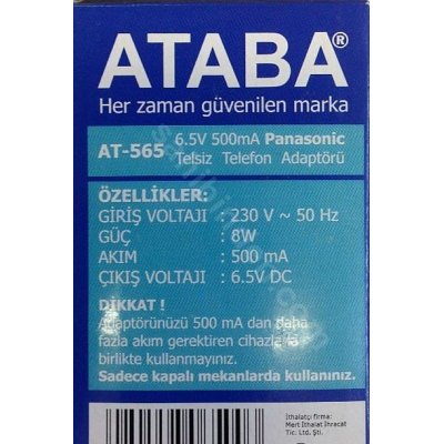 Ataba AT-565 6V 500 mAh DC Panasonic Telefon Adaptörü