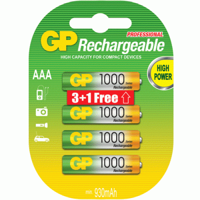 GP 1000 AAA Kumanda Pili Şarjlı Pil 4lü