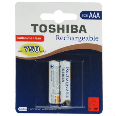 Toshiba 750MAh AAA İnce Şarjlı Pil 2li